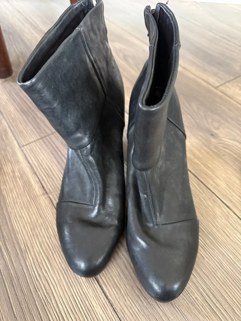 rag & bone Black Leather Stacked Heel Ankle Boots